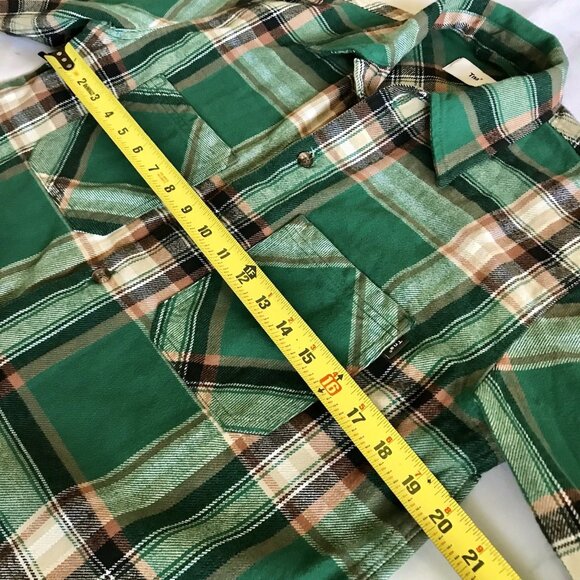 Aritzia TNA Heavyweight Oversized Flannel Button Down Shirt‎ Size 2XS Green - Picture 5 of 6